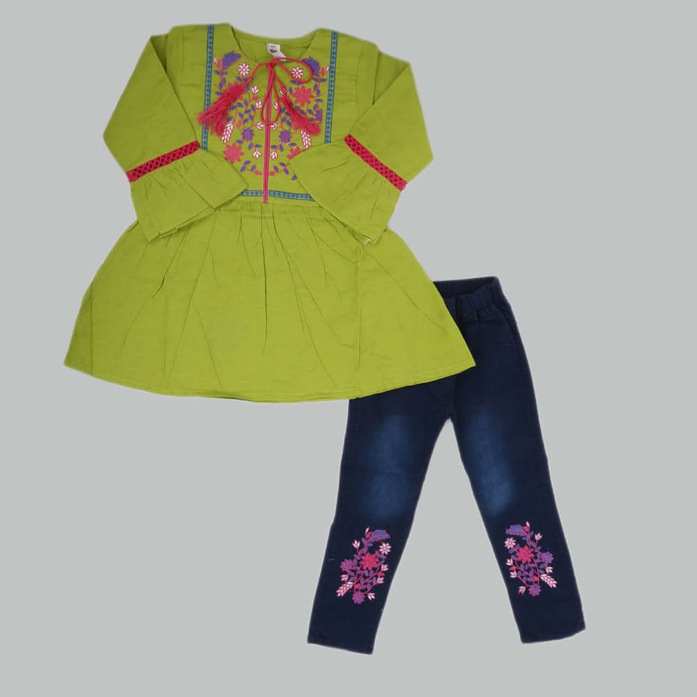 Girls Full Sleeves Suit - Green, Kids, Girls Sets And Suits, Chase Value, Chase Value