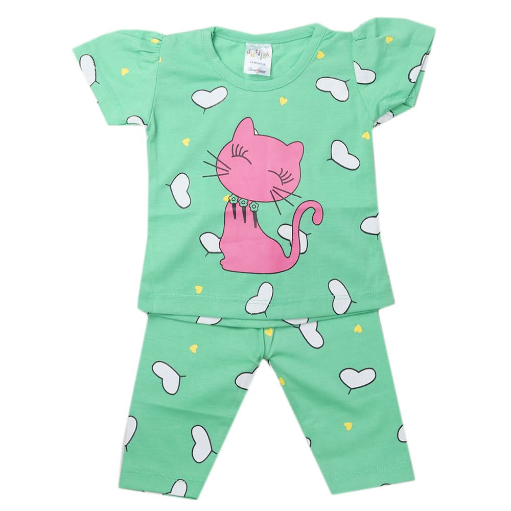 Newborn Girls Half Sleeves Suit - Green, Kids, Newborn Girls Sets And Suits, Chase Value, Chase Value