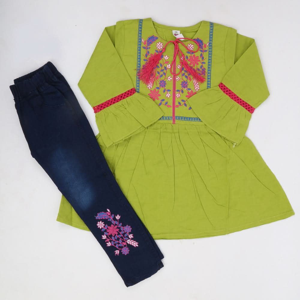 Girls Full Sleeves Suit - Green, Kids, Girls Sets And Suits, Chase Value, Chase Value