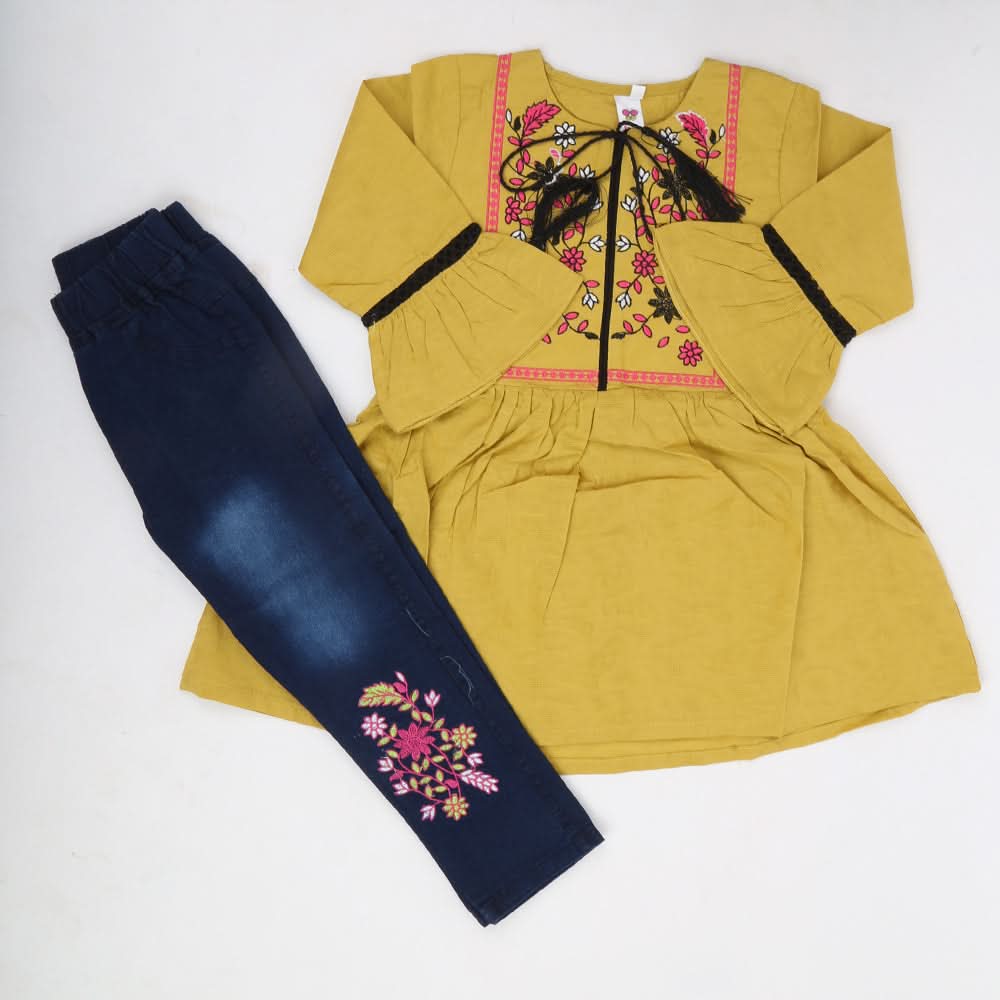 Girls Full Sleeves Suit - Mustard, Kids, Girls Sets And Suits, Chase Value, Chase Value