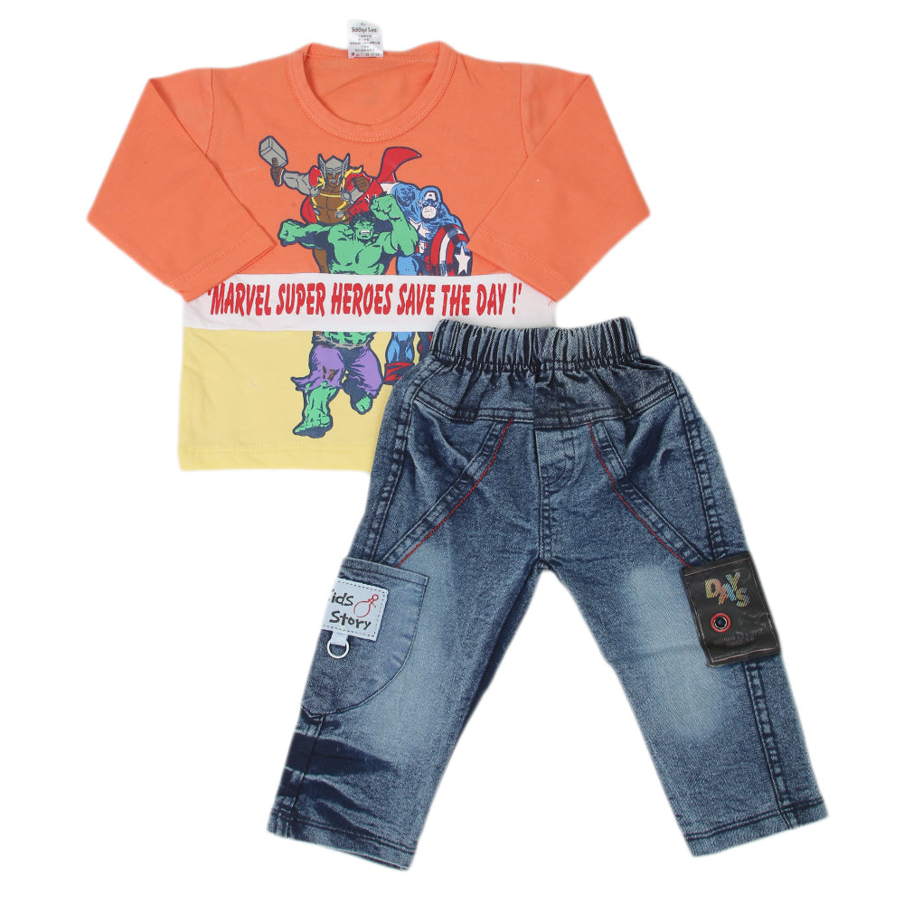 Newborn Boys Full Sleeves Suit - Peach, Kids, NB Boys Sets And Suits, Chase Value, Chase Value