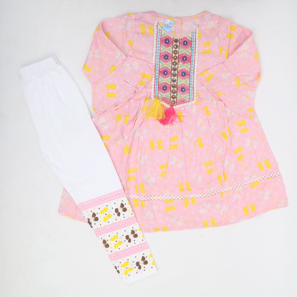 Girls Full Sleeves Tights Suit - Pink, Kids, Girls Sets And Suits, Chase Value, Chase Value