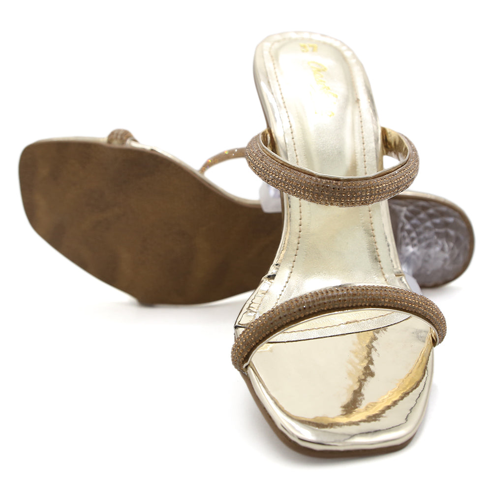 Women's Heel Sandal - Golden, Women Heels, Chase Value, Chase Value