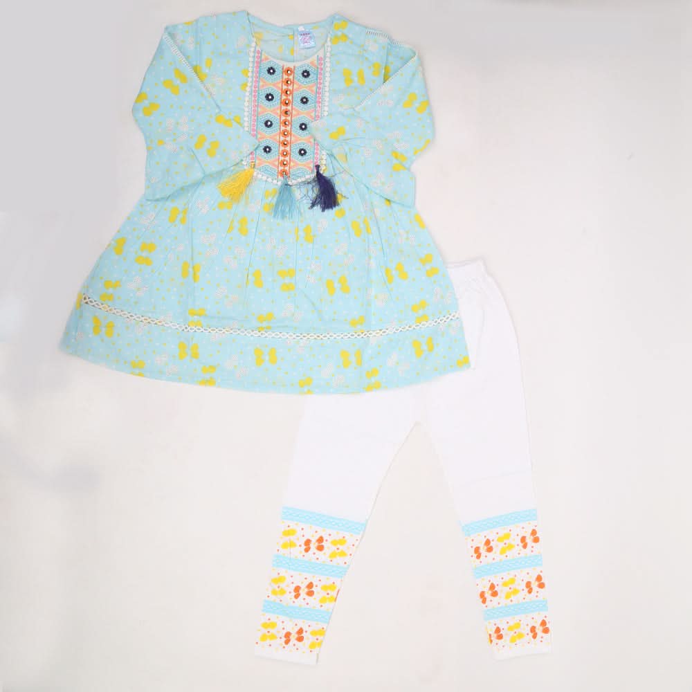Girls Full Sleeves Tights Suit - Blue, Kids, Girls Sets And Suits, Chase Value, Chase Value