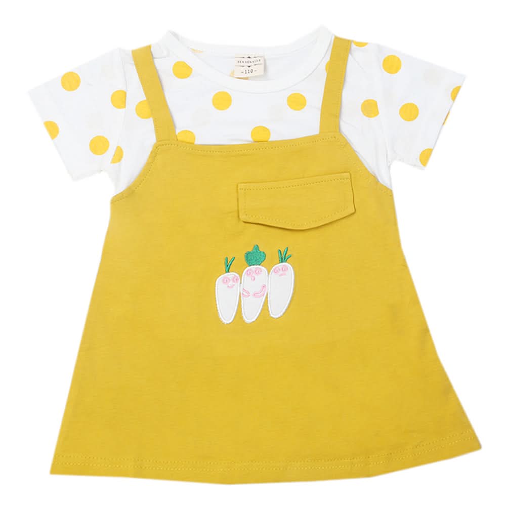 Newborn Girls Half Sleeves Frock - Yellow, Kids, Newborn Girls Frocks, Chase Value, Chase Value
