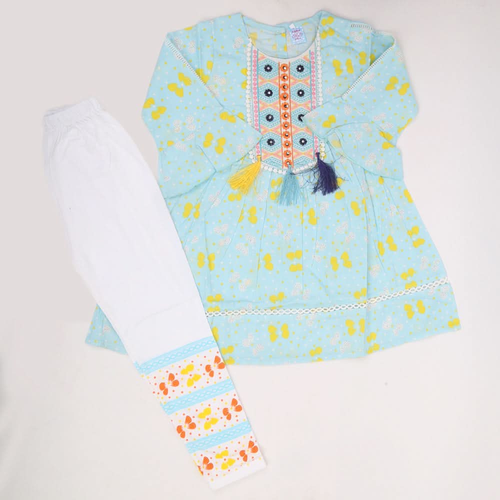 Girls Full Sleeves Tights Suit - Blue, Kids, Girls Sets And Suits, Chase Value, Chase Value