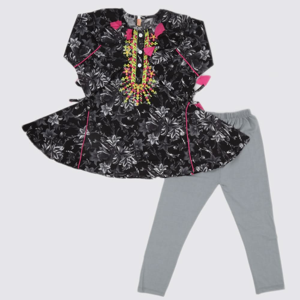 Girls Full Sleeves Tights Suit - Black, Kids, Girls Sets And Suits, Chase Value, Chase Value
