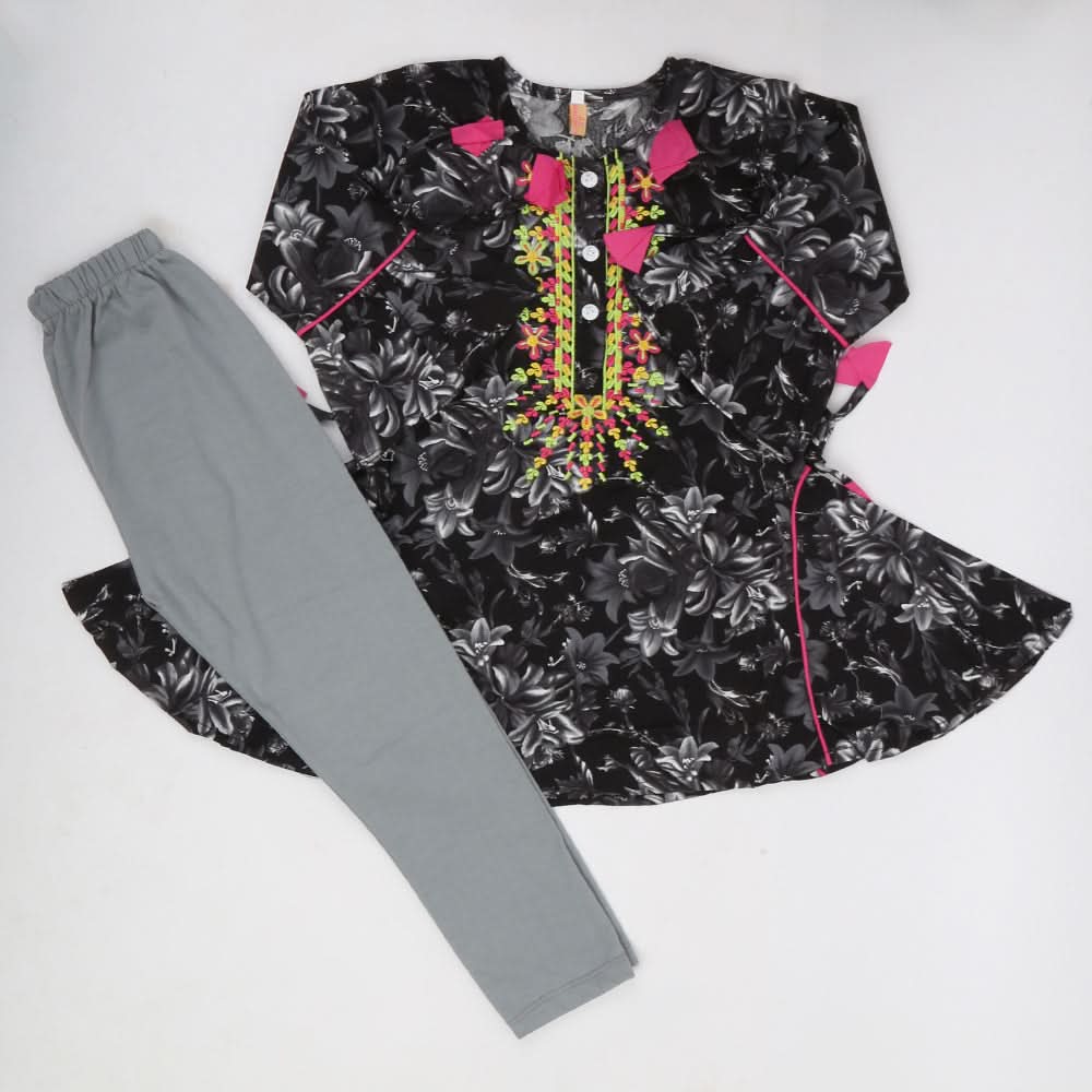 Girls Full Sleeves Tights Suit - Black, Kids, Girls Sets And Suits, Chase Value, Chase Value