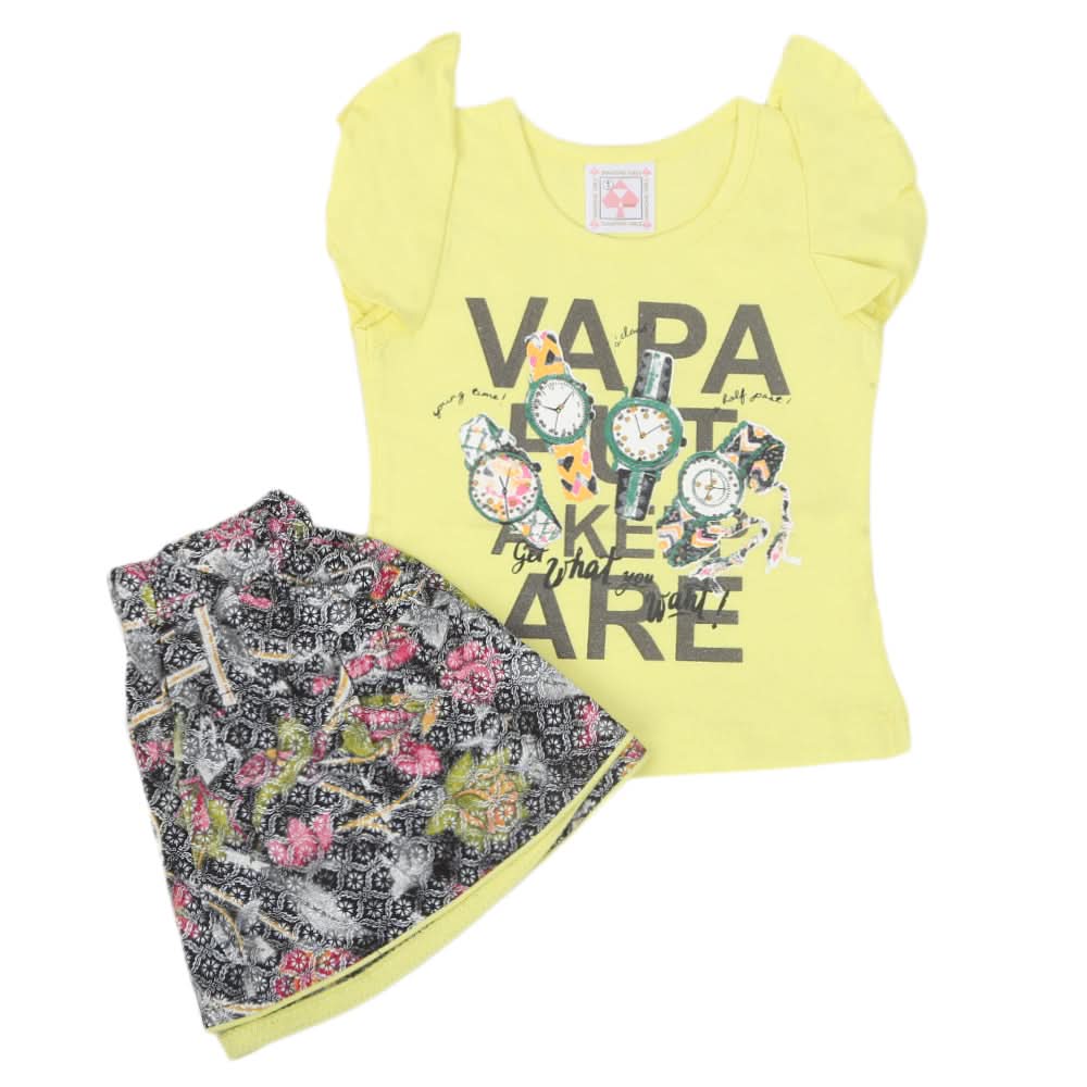 Newborn Girls Half Sleeves Suit - Yellow, Kids, New Born Girls Sets And Suits, Chase Value, Chase Value
