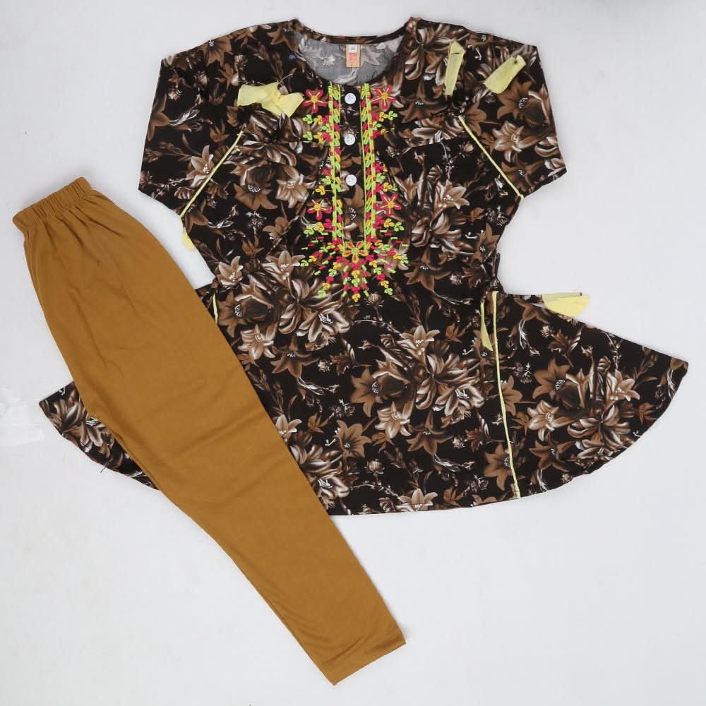 Girls Full Sleeves Tights Suit - Brown, Kids, Girls Sets And Suits, Chase Value, Chase Value