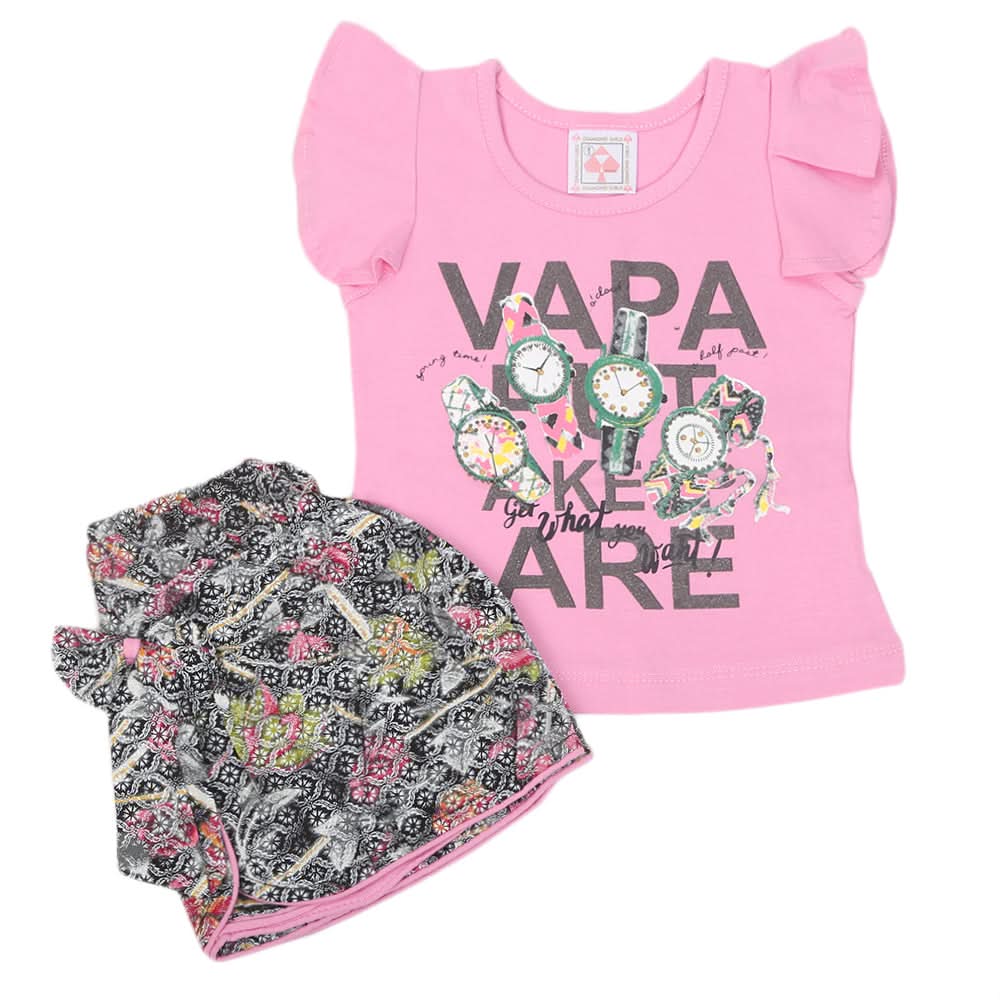 Newborn Girls Half Sleeves Suit - Pink, Kids, NB Girls Sets And Suits, Chase Value, Chase Value
