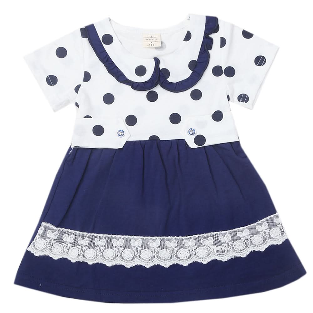 Newborn Girls Half Sleeves Frock - Navy Blue, Kids, Newborn Girls Frocks, Chase Value, Chase Value
