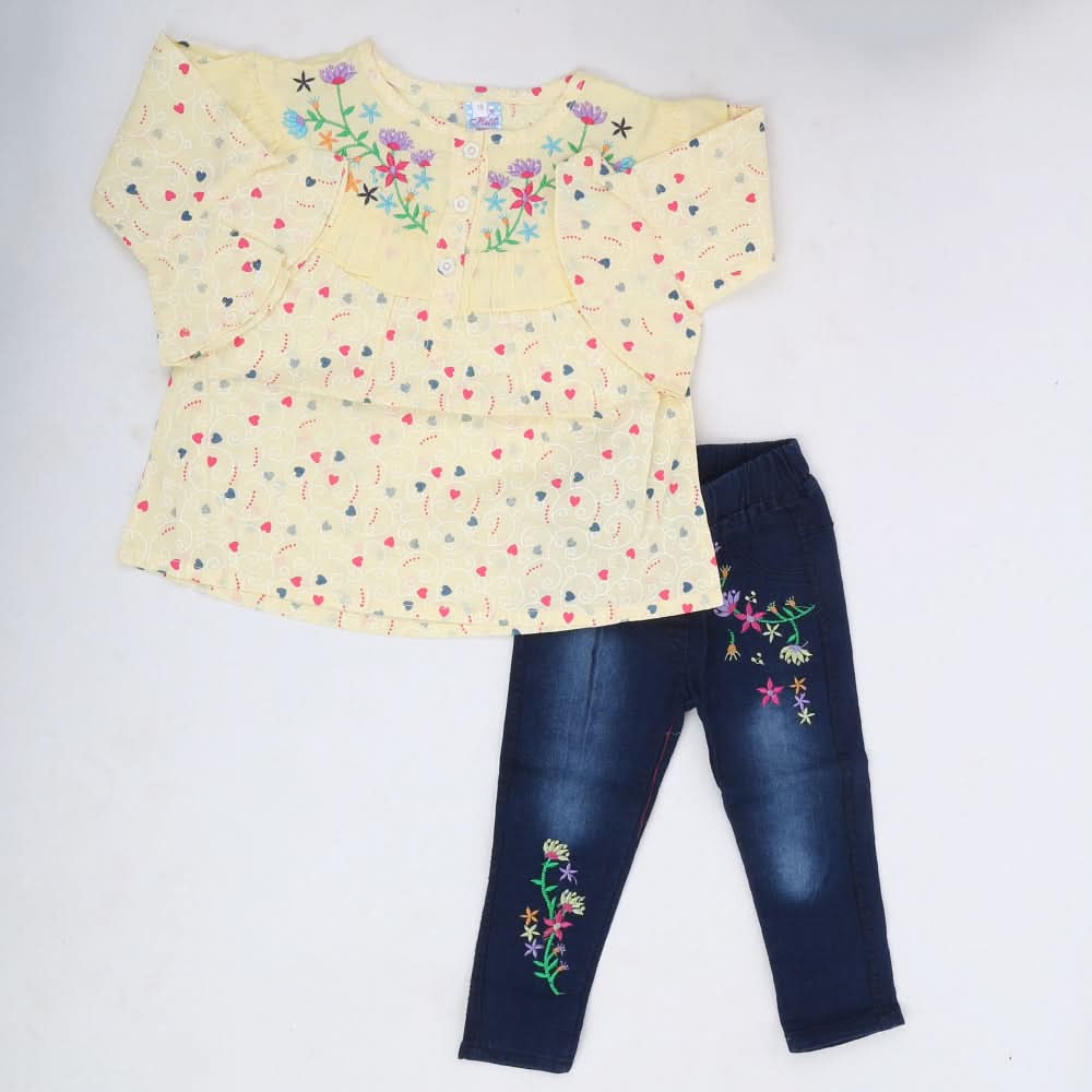 Girls Full Sleeves Suit - Yellow, Kids, Girls Sets And Suits, Chase Value, Chase Value