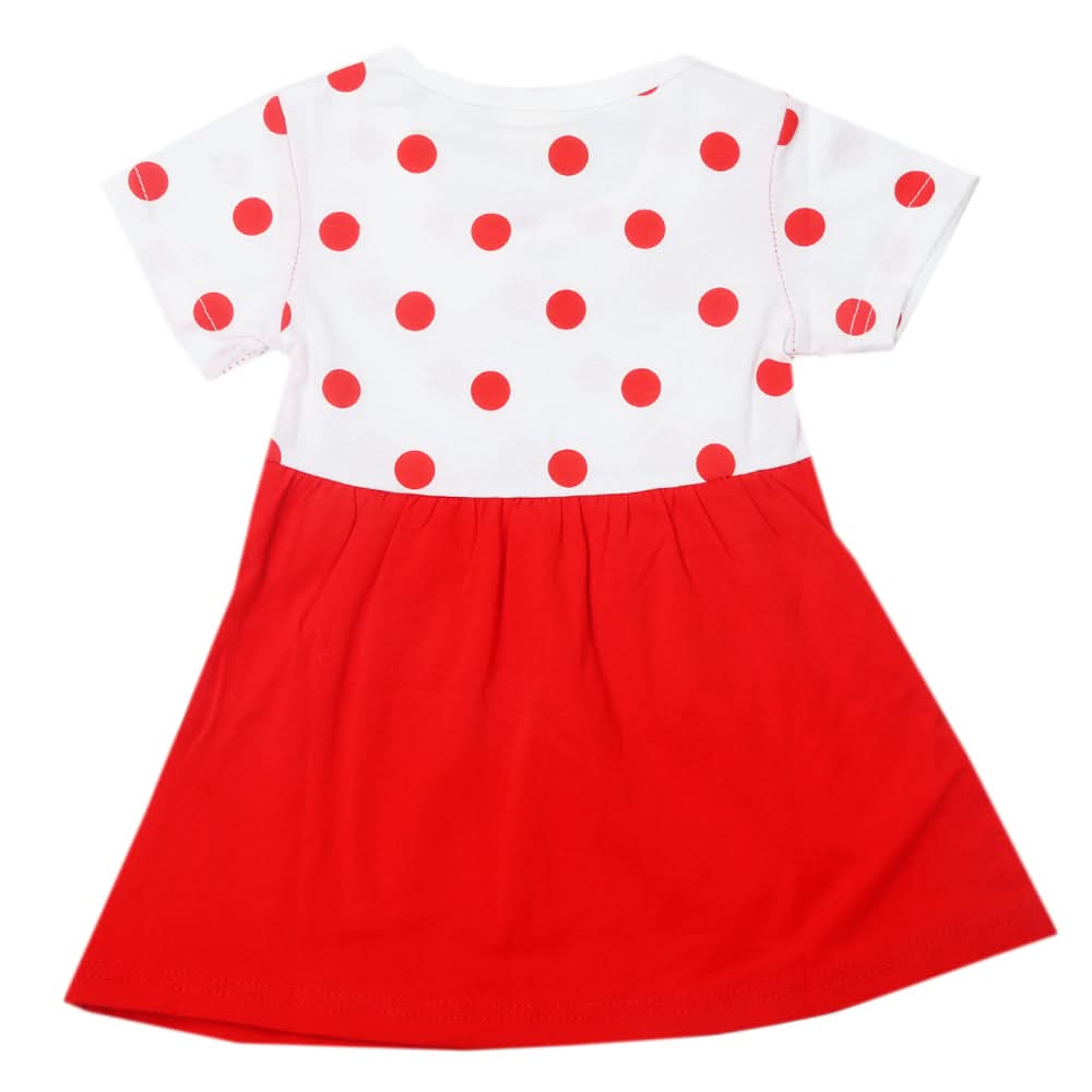 Newborn Girls Half Sleeves Frock - Red, Kids, Newborn Girls Frocks, Chase Value, Chase Value
