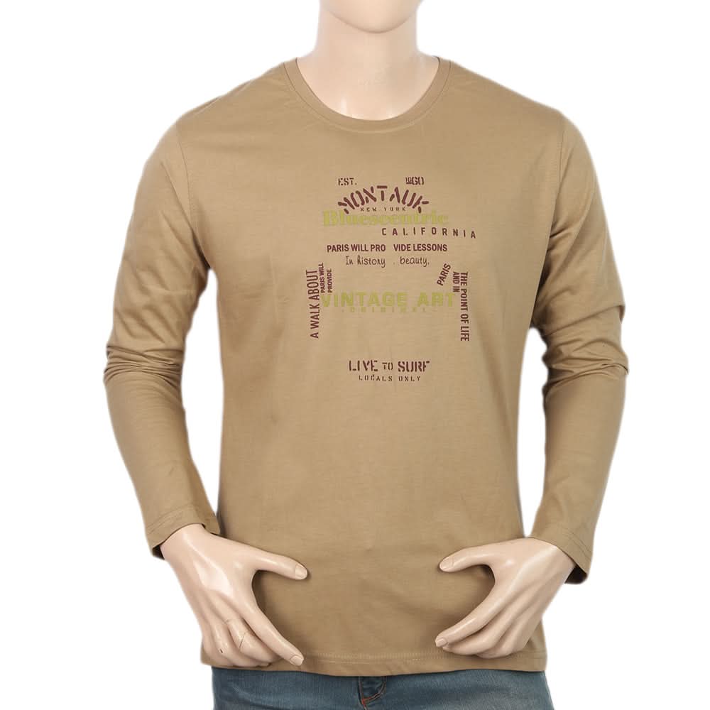 Men's Jersey Full Sleeves T-Shirt - Camel, Men, T-Shirts And Polos, Chase Value, Chase Value