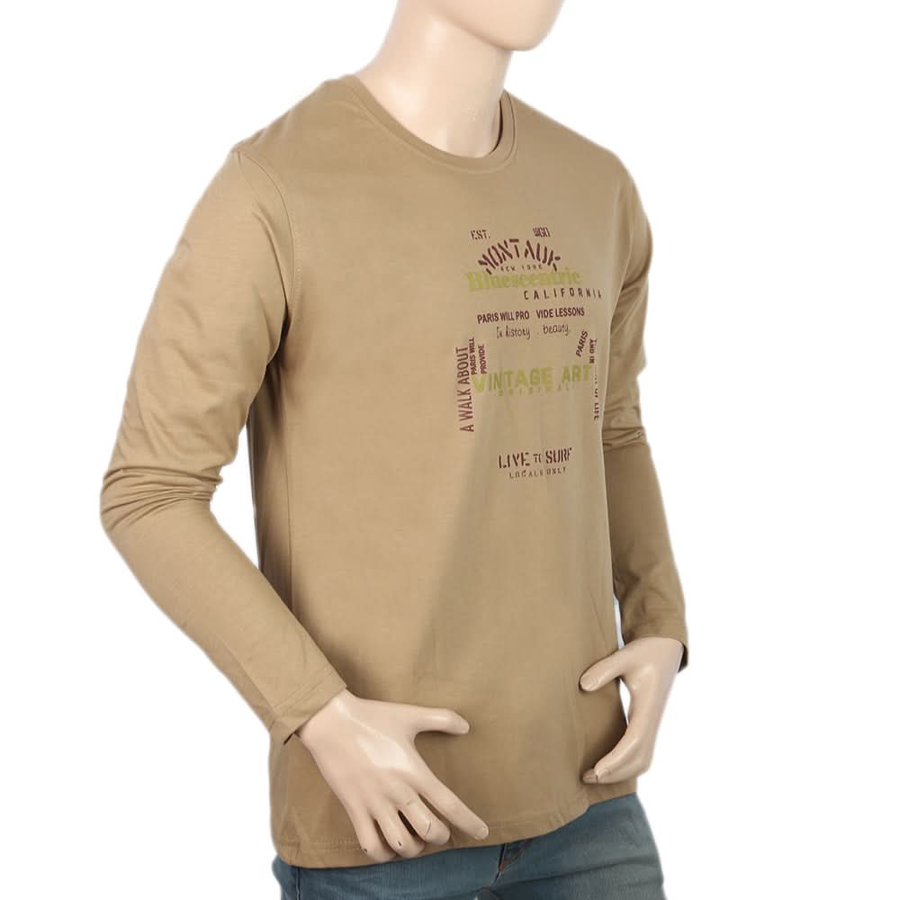 Men's Jersey Full Sleeves T-Shirt - Camel, Men, T-Shirts And Polos, Chase Value, Chase Value