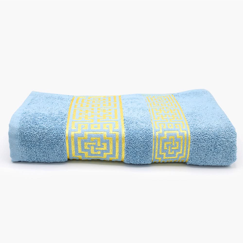 Bath Sheet Greek Border - Sky Blue, Bath Towels, Chase Value, Chase Value