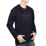 Men's Jersey Full Sleeves T-Shirt - Navy Blue, Men, T-Shirts And Polos, Chase Value, Chase Value