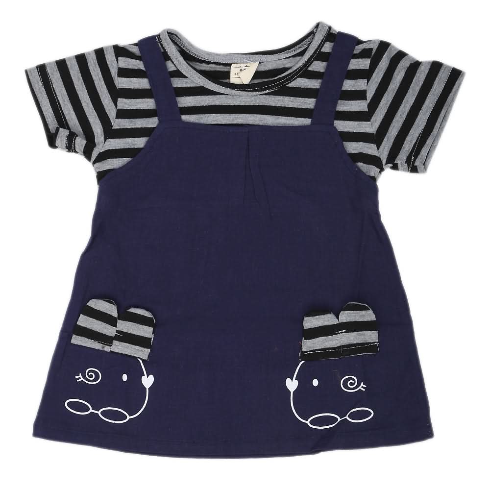 Newborn Girls Frock - Navy Blue, Kids, NB Girls Frocks, Chase Value, Chase Value