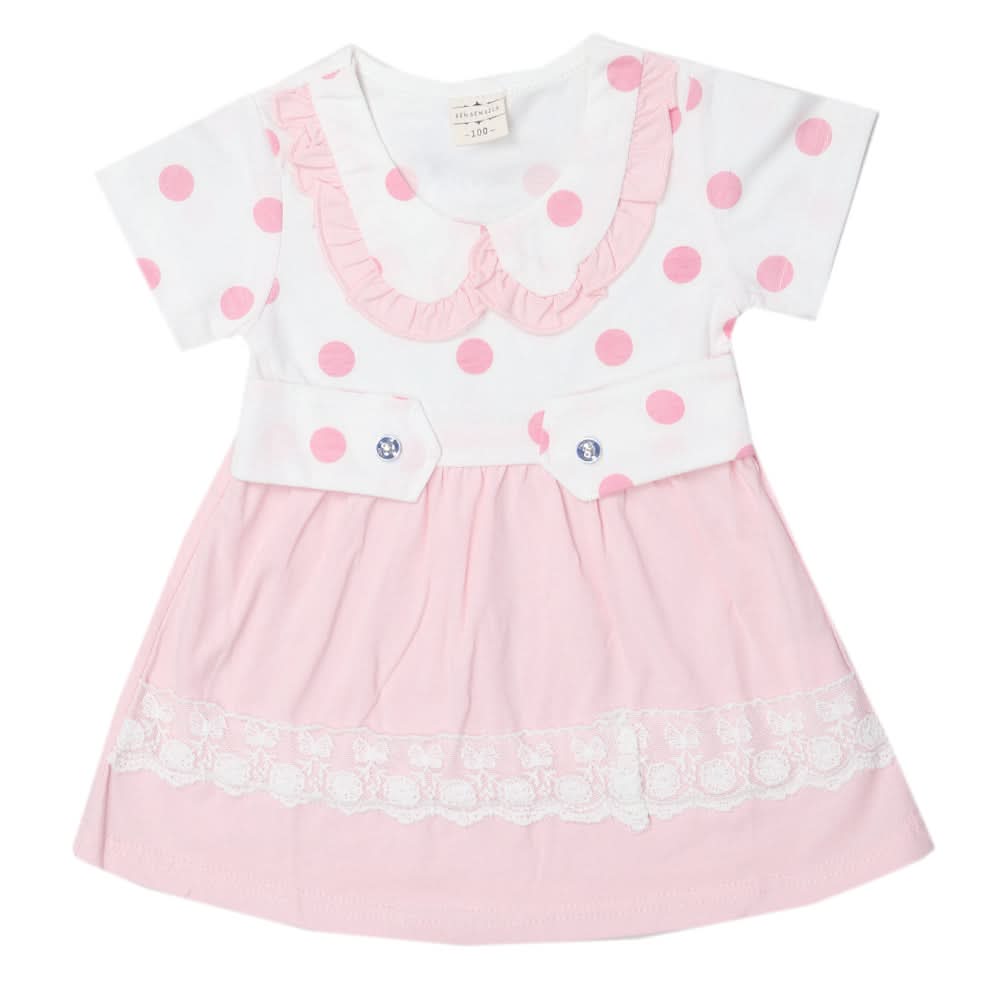 Newborn Girls Half Sleeves Frock - Pink, Kids, Newborn Girls Frocks, Chase Value, Chase Value