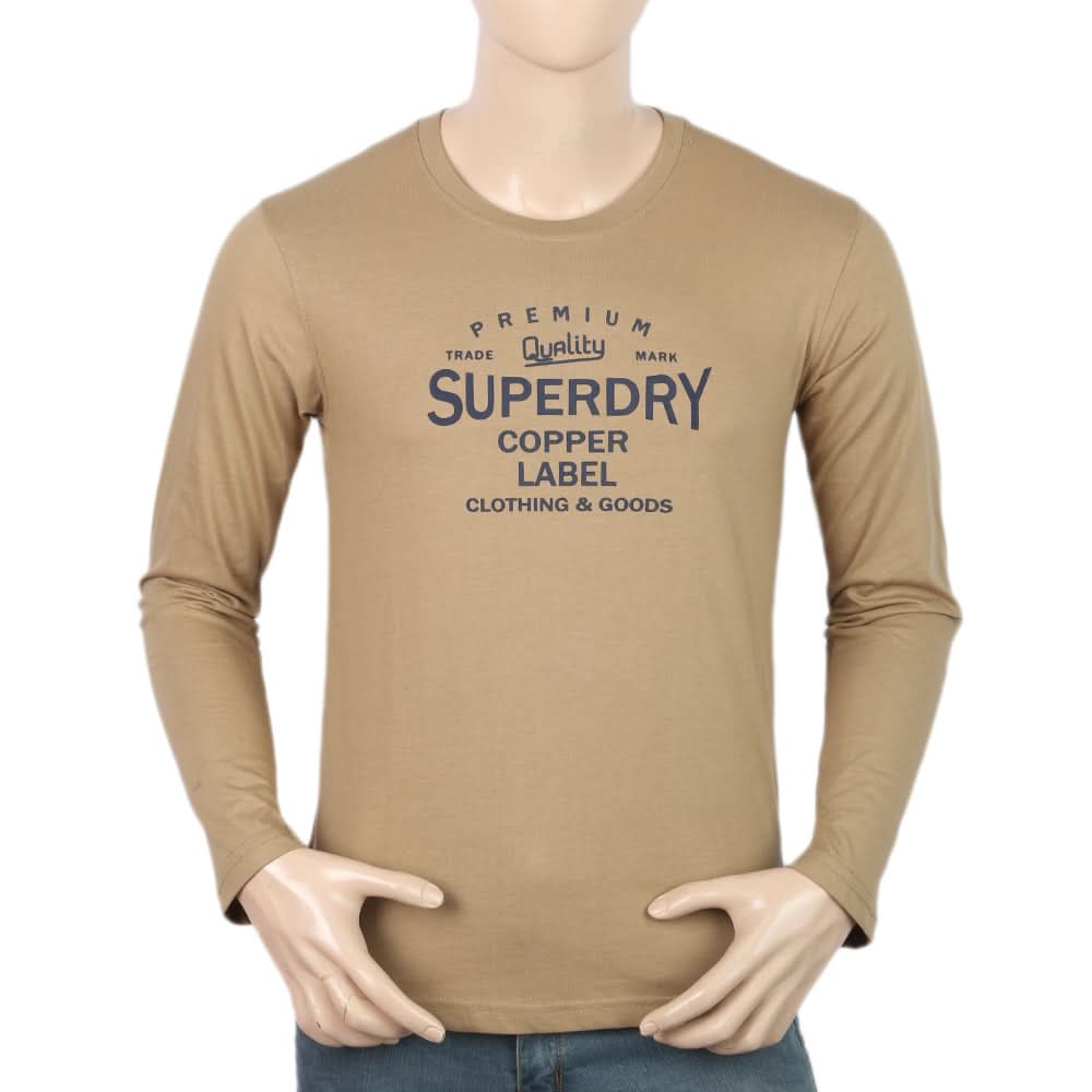 Men's Jersey Full Sleeves T-Shirt - Camel, Men, T-Shirts And Polos, Chase Value, Chase Value