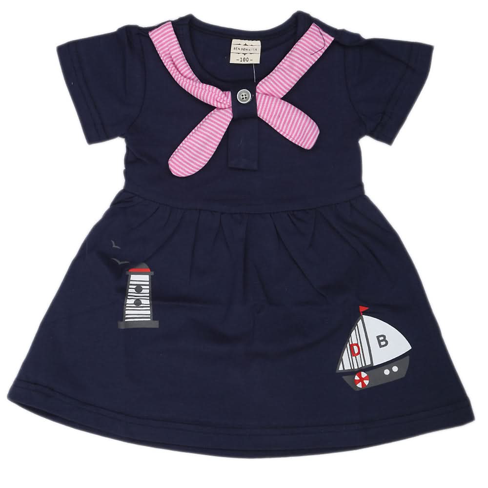 Newborn Girls Frock - Navy Blue, Kids, NB Girls Frocks, Chase Value, Chase Value
