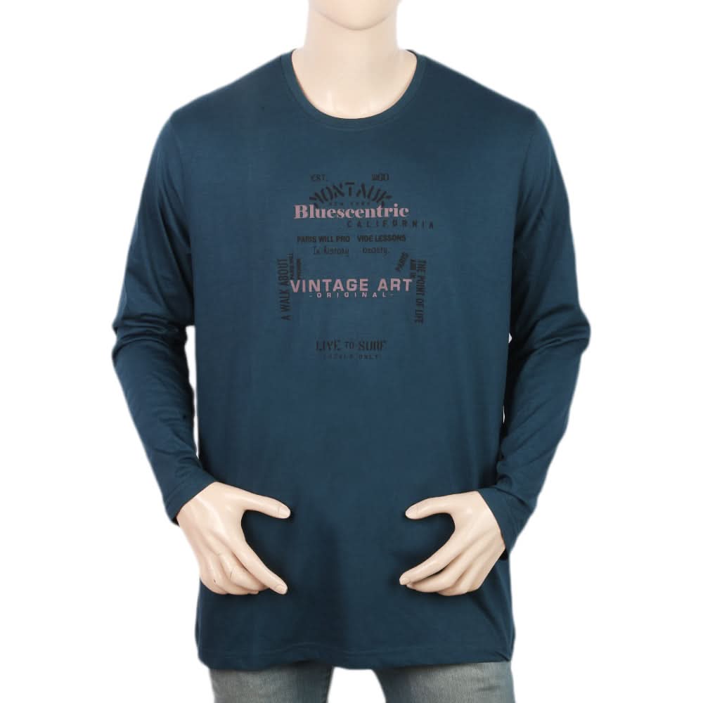 Men's Jersey Full Sleeves T-Shirt - Sea Green, Men, T-Shirts And Polos, Chase Value, Chase Value