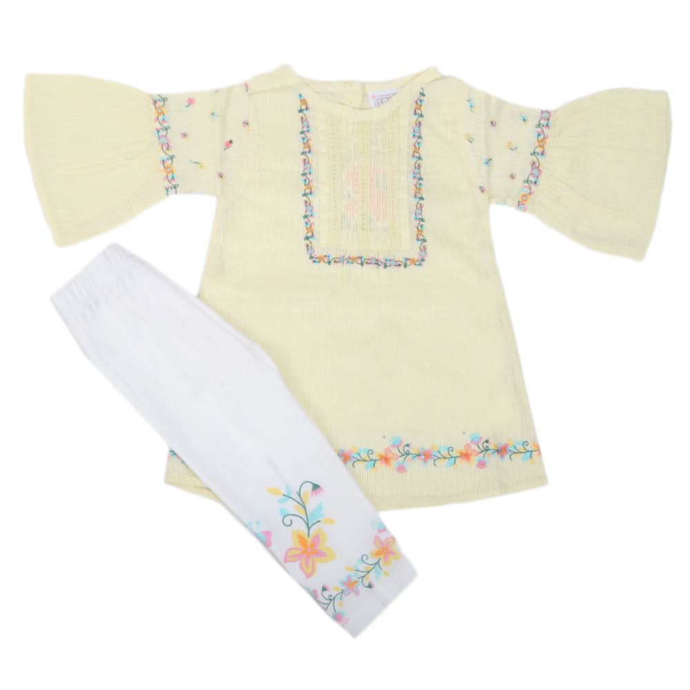Newborn Girls Half Sleeves Suit - Yellow, Kids, Newborn Girls Sets And Suits, Chase Value, Chase Value