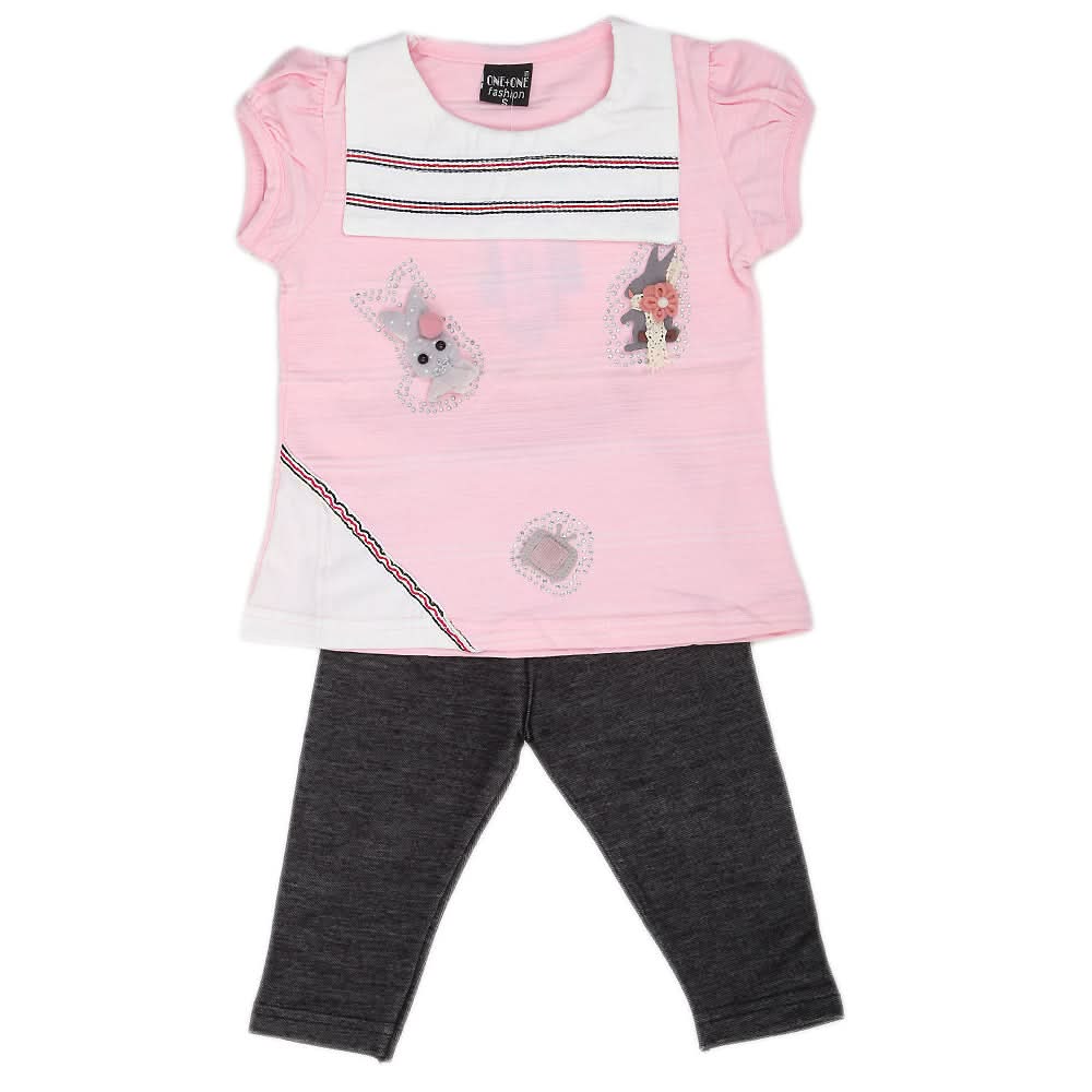 Girls Short Suit - Pink, Kids, Girls Sets And Suits, Chase Value, Chase Value