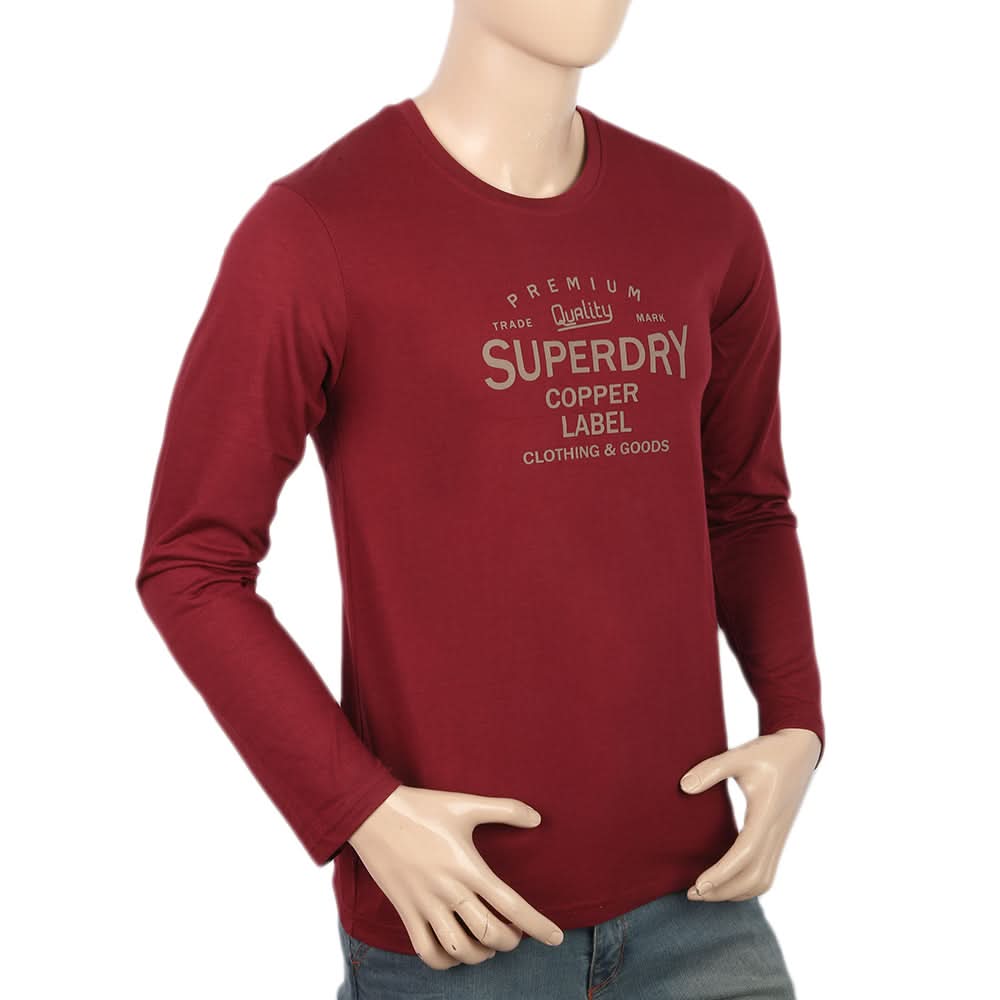 Men's Jersey Full Sleeves T-Shirt - Maroon, Men, T-Shirts And Polos, Chase Value, Chase Value
