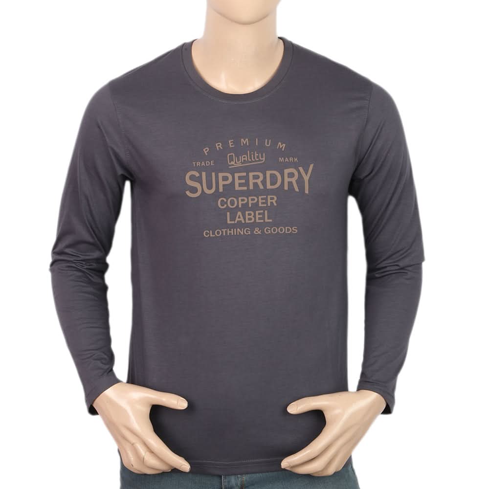 Men's Jersey Full Sleeves T-Shirt - Dark Grey, Men, T-Shirts And Polos, Chase Value, Chase Value