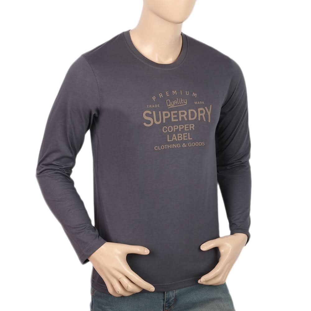 Men's Jersey Full Sleeves T-Shirt - Dark Grey, Men, T-Shirts And Polos, Chase Value, Chase Value