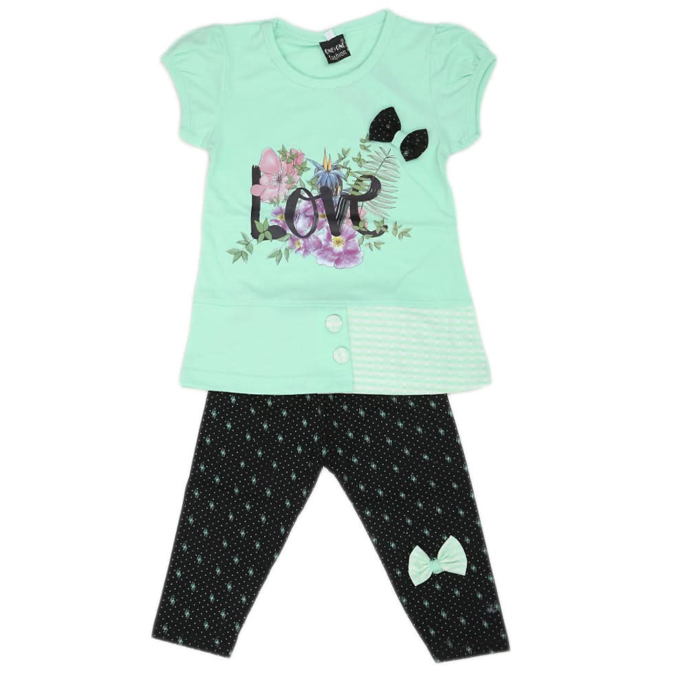 Girls Short Suit - Green, Kids, Girls Sets And Suits, Chase Value, Chase Value