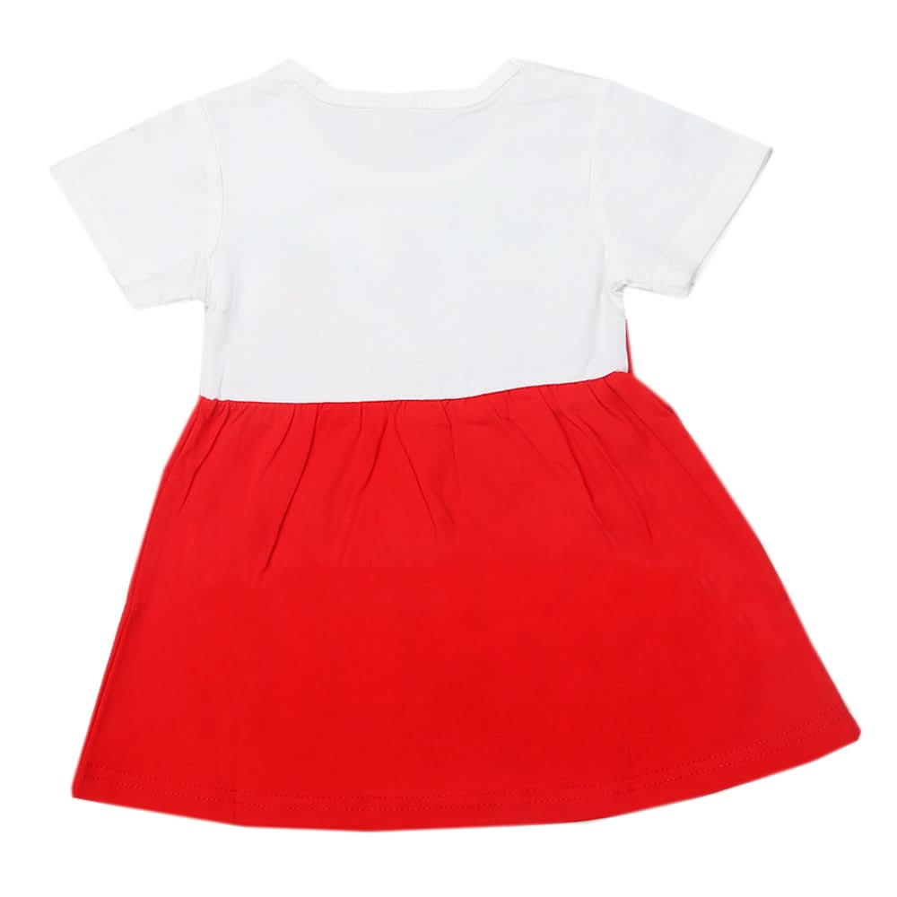 Newborn Girls Half Sleeves Frock - Red, Kids, Newborn Girls Frocks, Chase Value, Chase Value
