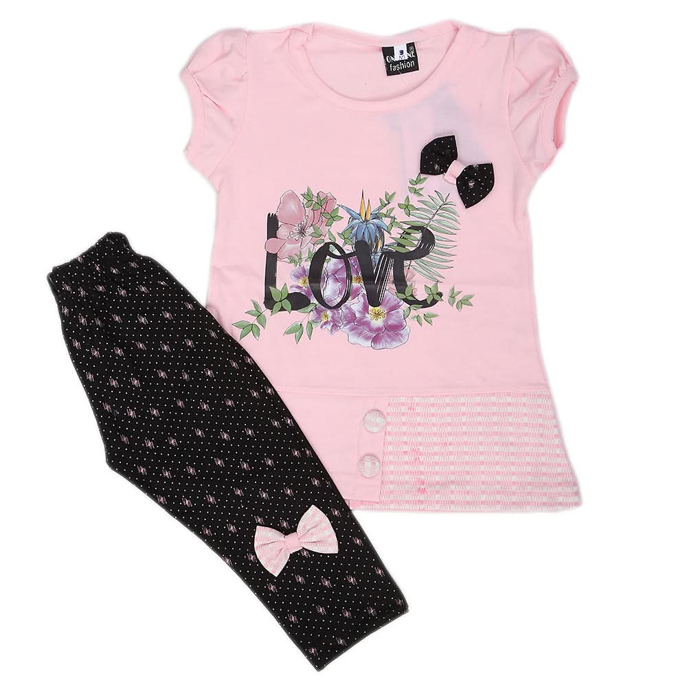 Girls Short Suit - Pink, Kids, Girls Sets And Suits, Chase Value, Chase Value