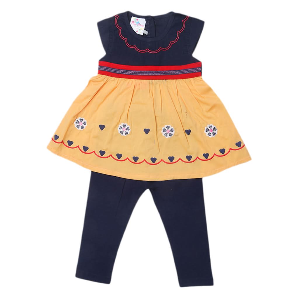 Newborn Girls Half Sleeves Suit - Mustard, Kids, Newborn Girls Sets And Suits, Chase Value, Chase Value