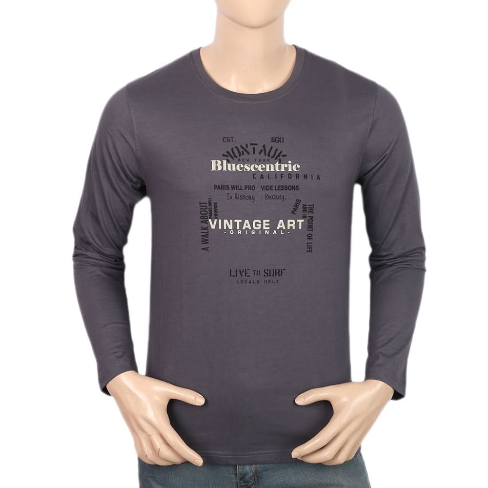 Men's Jersey Full Sleeves T-Shirt - Dark Grey, Men, T-Shirts And Polos, Chase Value, Chase Value