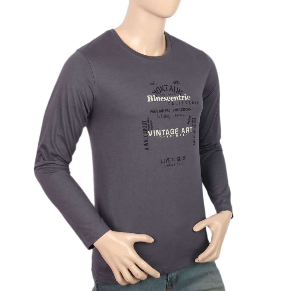 Men's Jersey Full Sleeves T-Shirt - Dark Grey, Men, T-Shirts And Polos, Chase Value, Chase Value