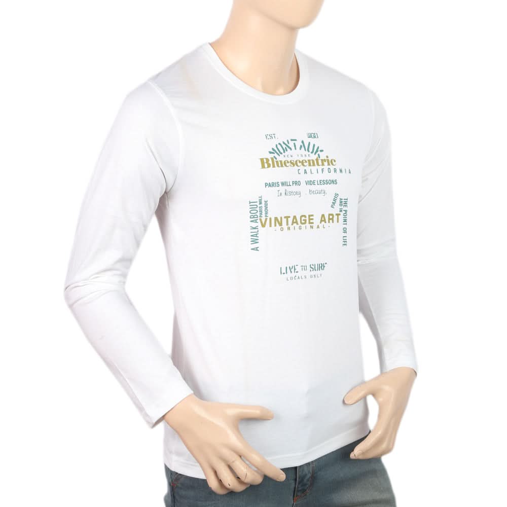 Men's Jersey Full Sleeves T-Shirt - White, Men, T-Shirts And Polos, Chase Value, Chase Value