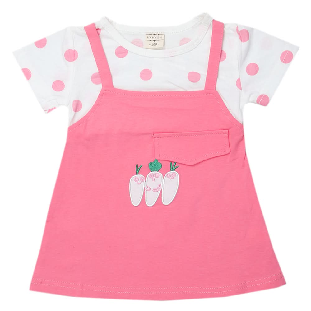 Newborn Girls Half Sleeves Frock - Pink, Kids, Newborn Girls Frocks, Chase Value, Chase Value