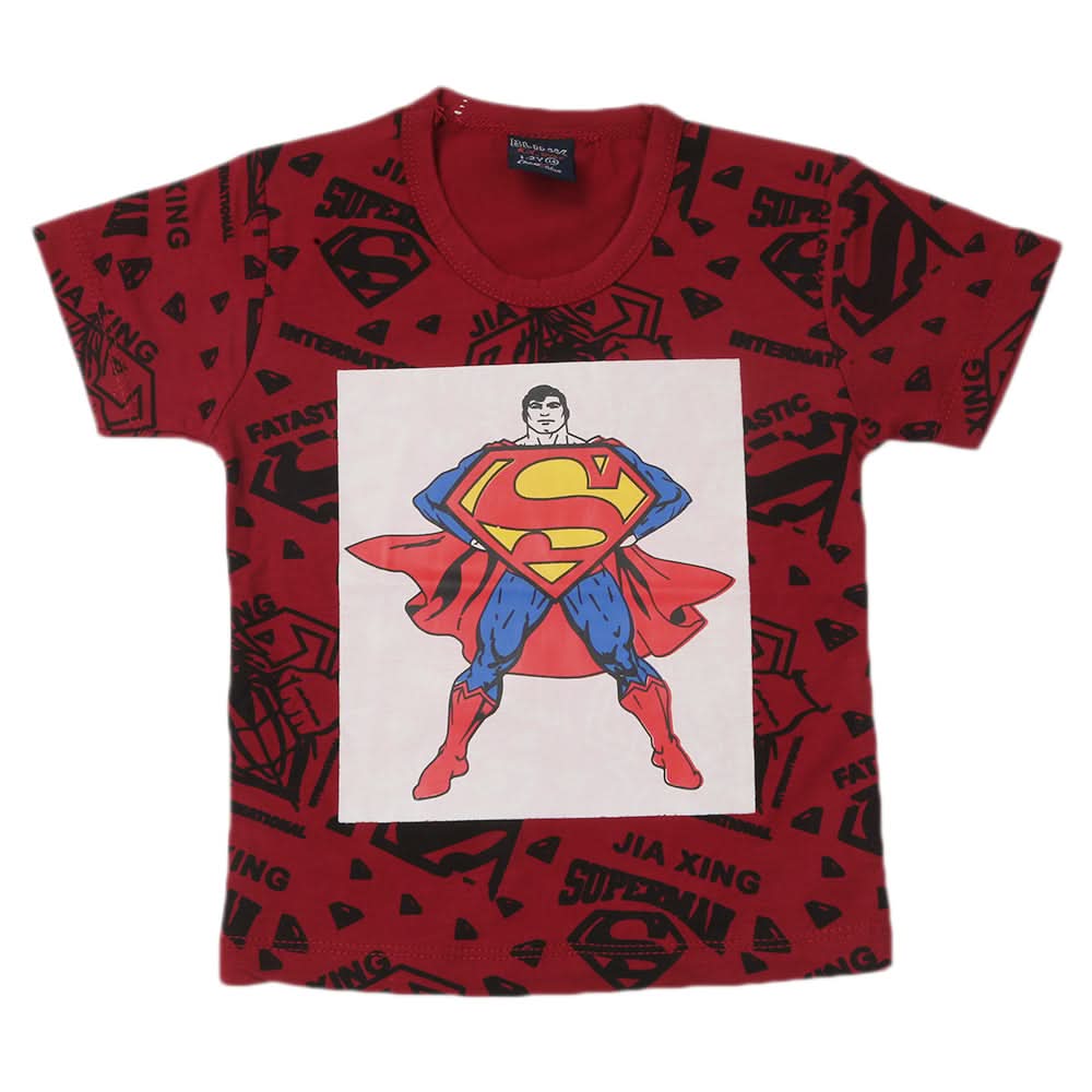 Boys Half Sleeves T-Shirt - Maroon, Boys T-Shirts, Chase Value, Chase Value