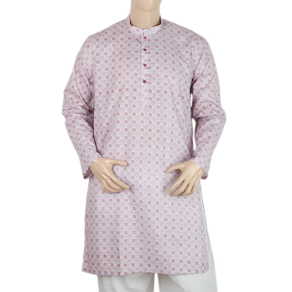 Men's Mashriq Slim Fit Printed Kurta - Pink, Men, Kurtas, Chase Value, Chase Value
