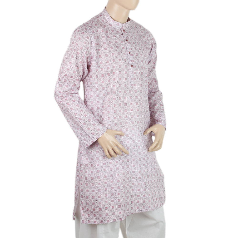 Men's Mashriq Slim Fit Printed Kurta - Pink, Men, Kurtas, Chase Value, Chase Value