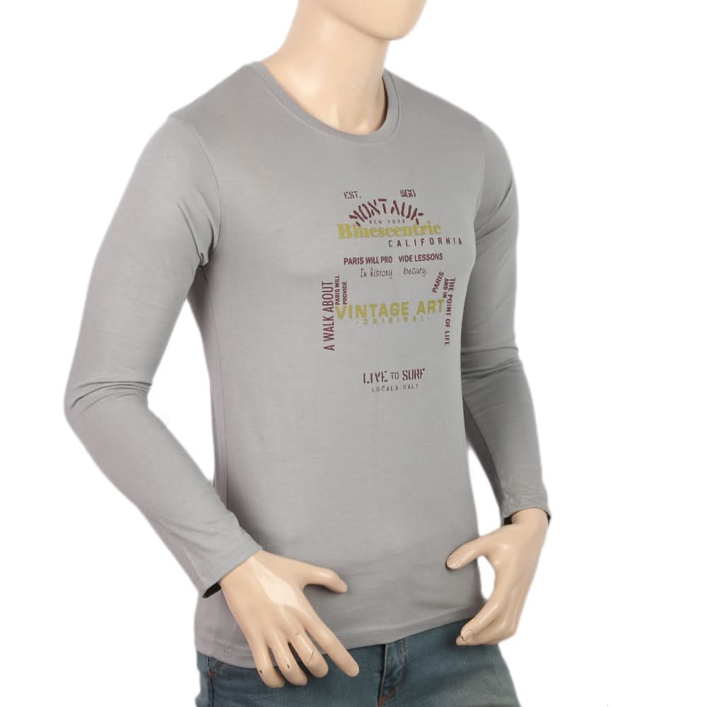 Men's Jersey Full Sleeves T-Shirt - Grey, Men, T-Shirts And Polos, Chase Value, Chase Value