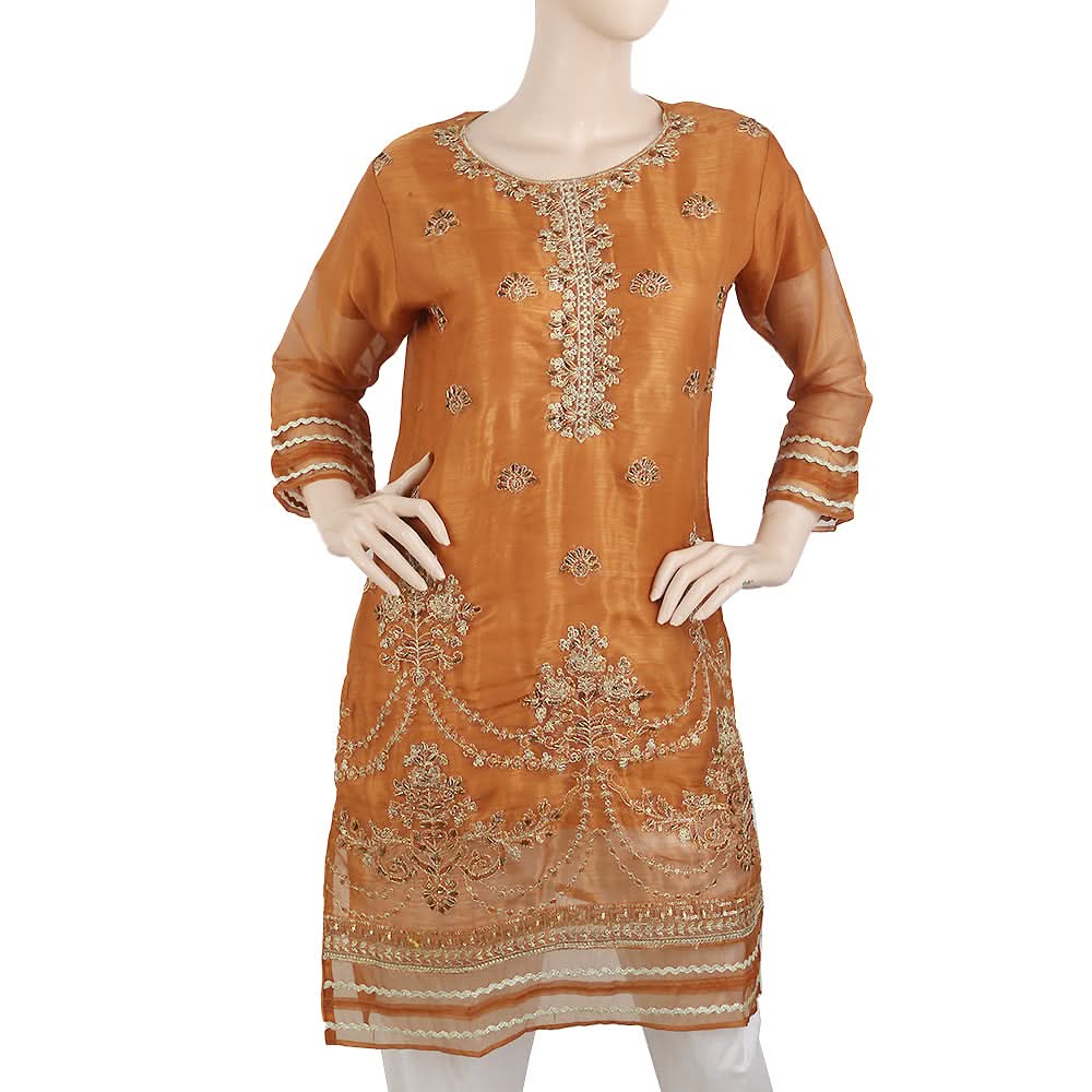 Women's Embroidered Masoori Kurti With Stone - Mustard, Women, Ready Kurtis, Chase Value, Chase Value