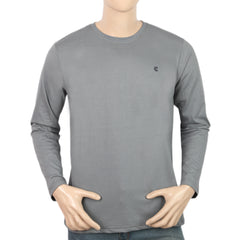 Men's Full Sleeves Logo T-Shirt - Grey, Men, T-Shirts And Polos, Chase Value, Chase Value