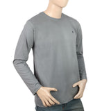 Men's Full Sleeves Logo T-Shirt - Grey, Men, T-Shirts And Polos, Chase Value, Chase Value