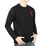 Men's Full Sleeves Logo T-Shirt - Black, Men, T-Shirts And Polos, Chase Value, Chase Value