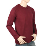 Men's Full Sleeves Logo T-Shirt - Maroon, Men, T-Shirts And Polos, Chase Value, Chase Value