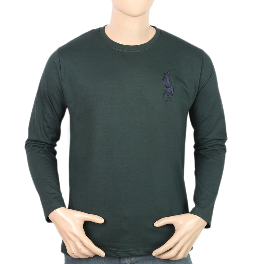 Men's Full Sleeves Logo T-Shirt - Green, Men, T-Shirts And Polos, Chase Value, Chase Value